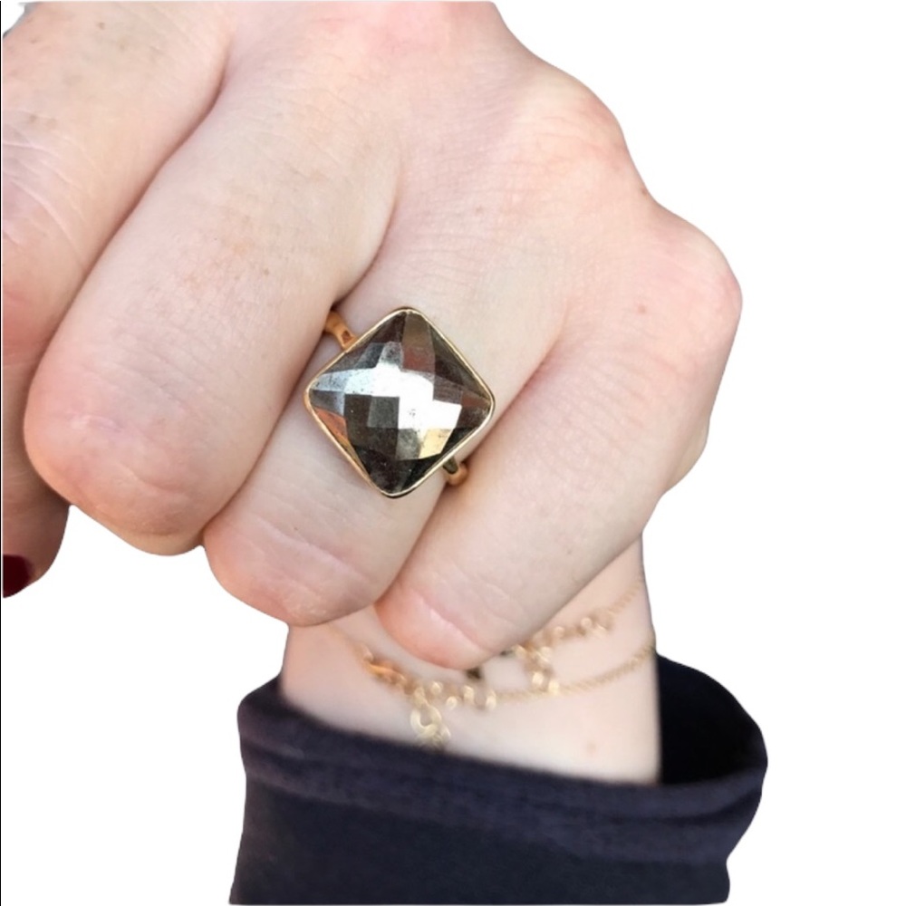 💕HP💕Pyrite faceted gold plated Ring